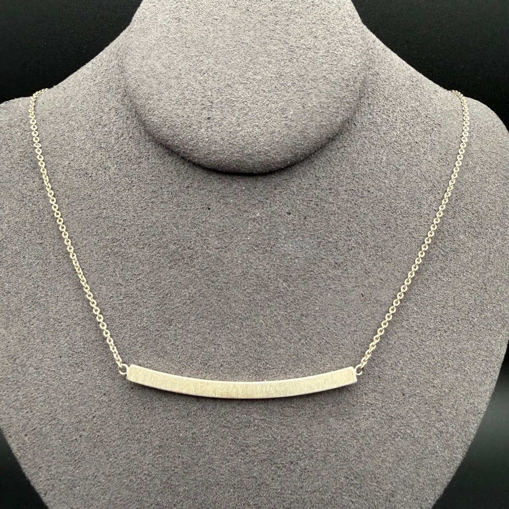 Vintage 925 Italy Sterling Silver Bar Pendant Necklace Modern Minimalist 3.49g